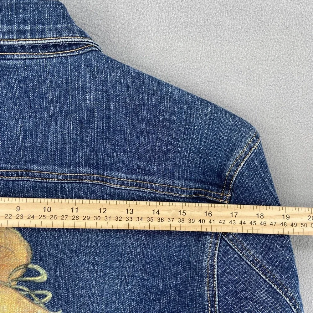 Tinker Bell Disney Jacket Girls XL 18-20 Blue Jean Denim Rhinestone Tink Graphic